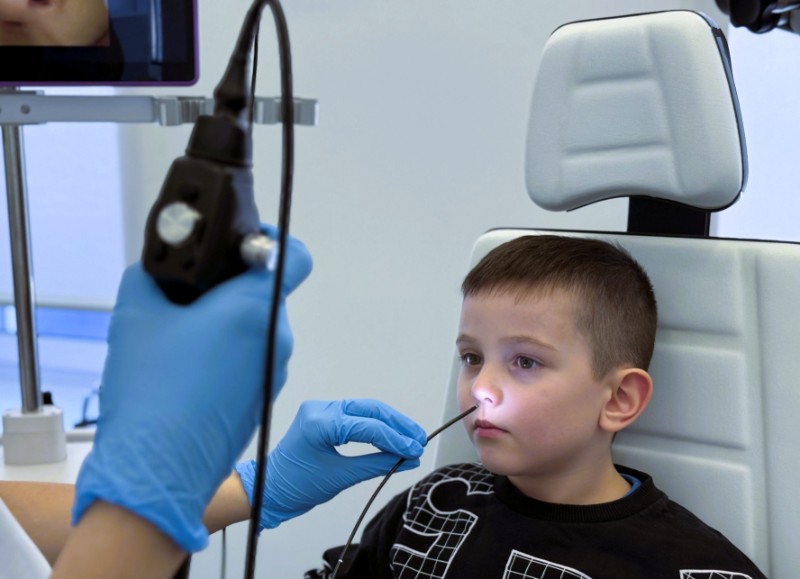 Эндоскопическое обследование носа у детей при помощи гибкого эндоскопа